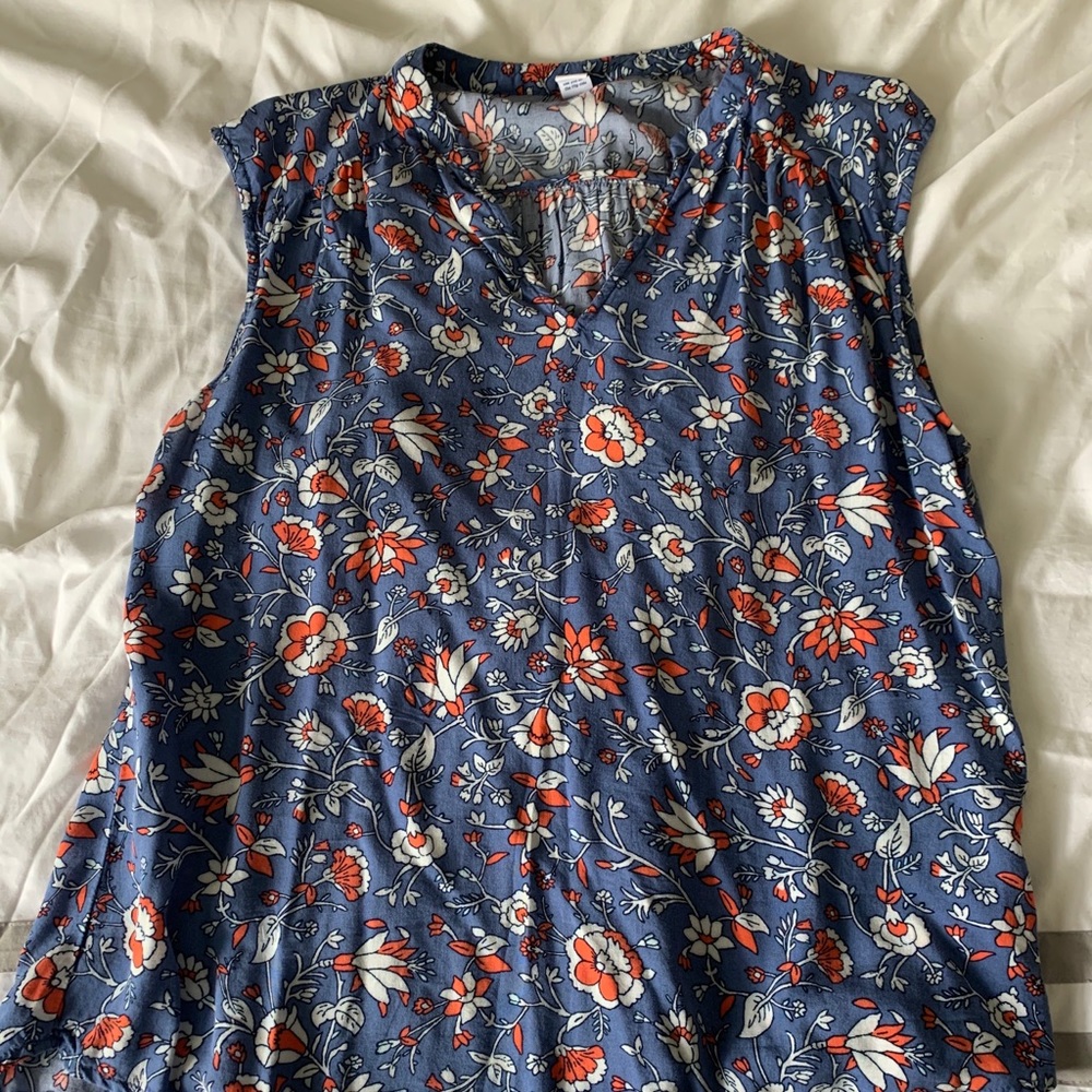 Blue floral business casual tank top